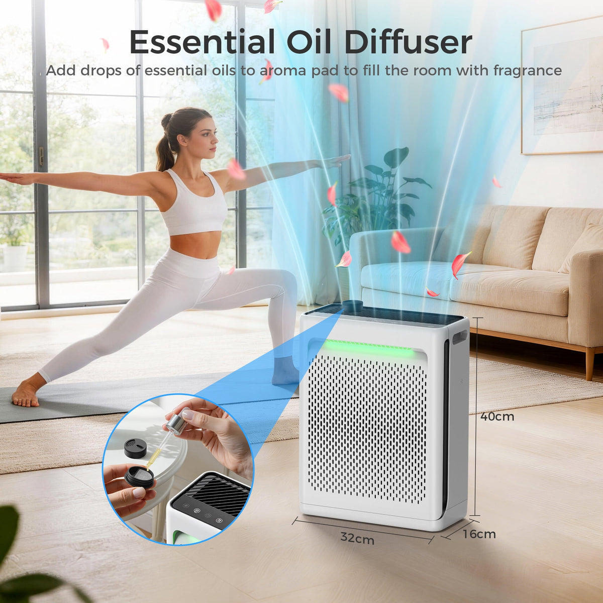 ALROCKET Air Purifiers for Home Large Room 2680 Ft² with Washable Filters,HEPA Air Purifier for Home Pets Bedroom with Fragrance,PM2.5 Air Quality Monitor,Air Cleaner for Dust, Pets,White